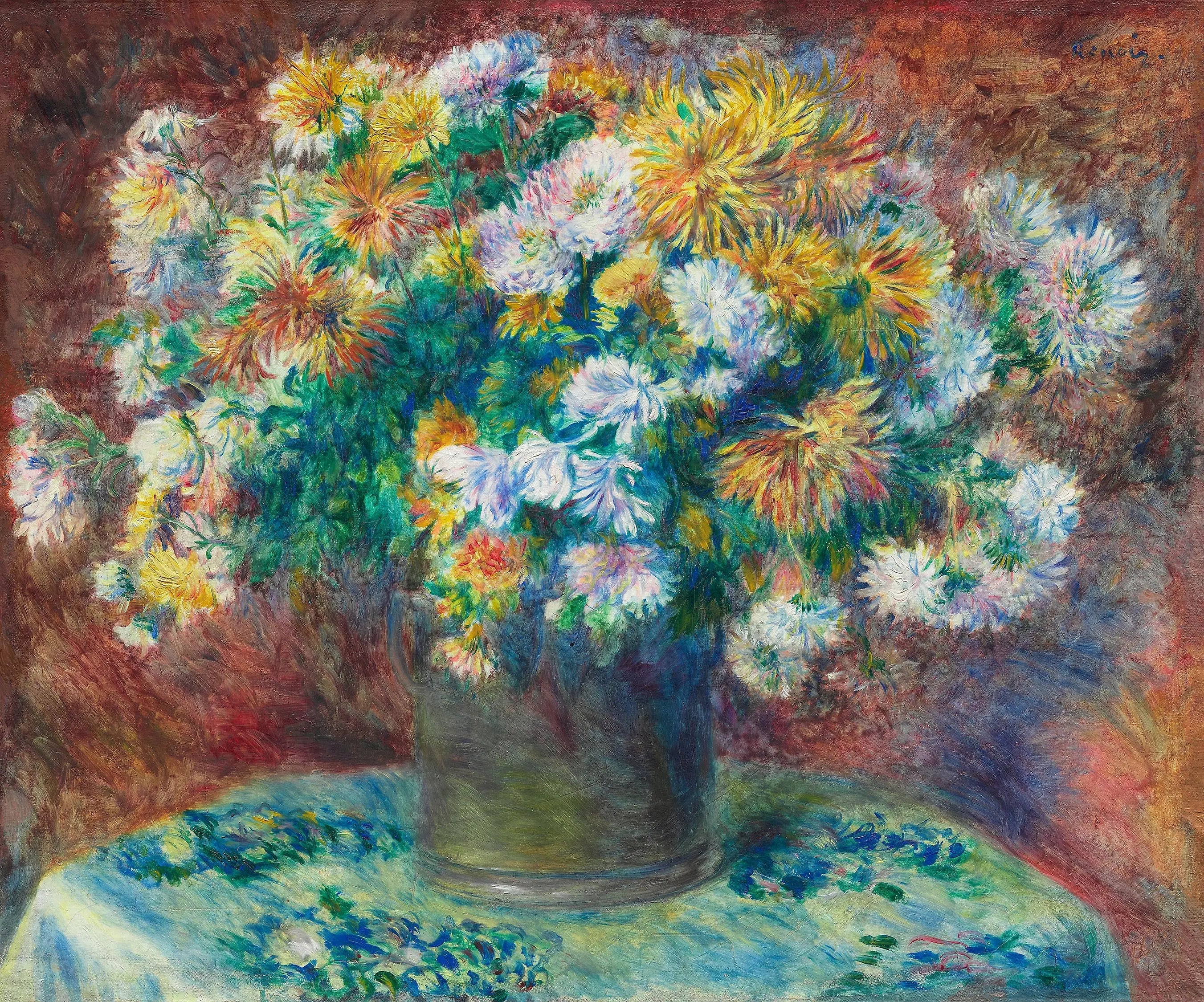 Reproduction du tableau « Chrysanthèmes - Pierre-Auguste Renoir » par Alpha Reproduction en peinture à l’huile