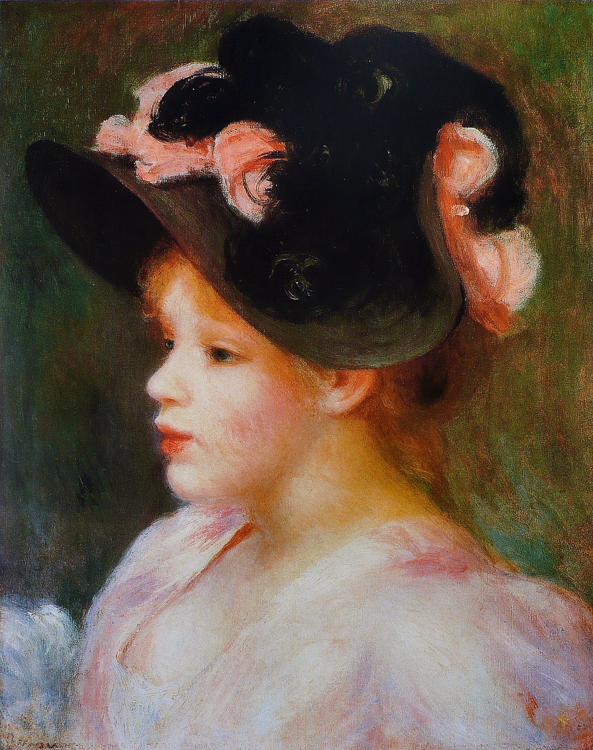 Reproduction du tableau « Jeune fille au chapeau rose et noir - Pierre-Auguste Renoir » par Alpha Reproduction en peinture à l’huile
