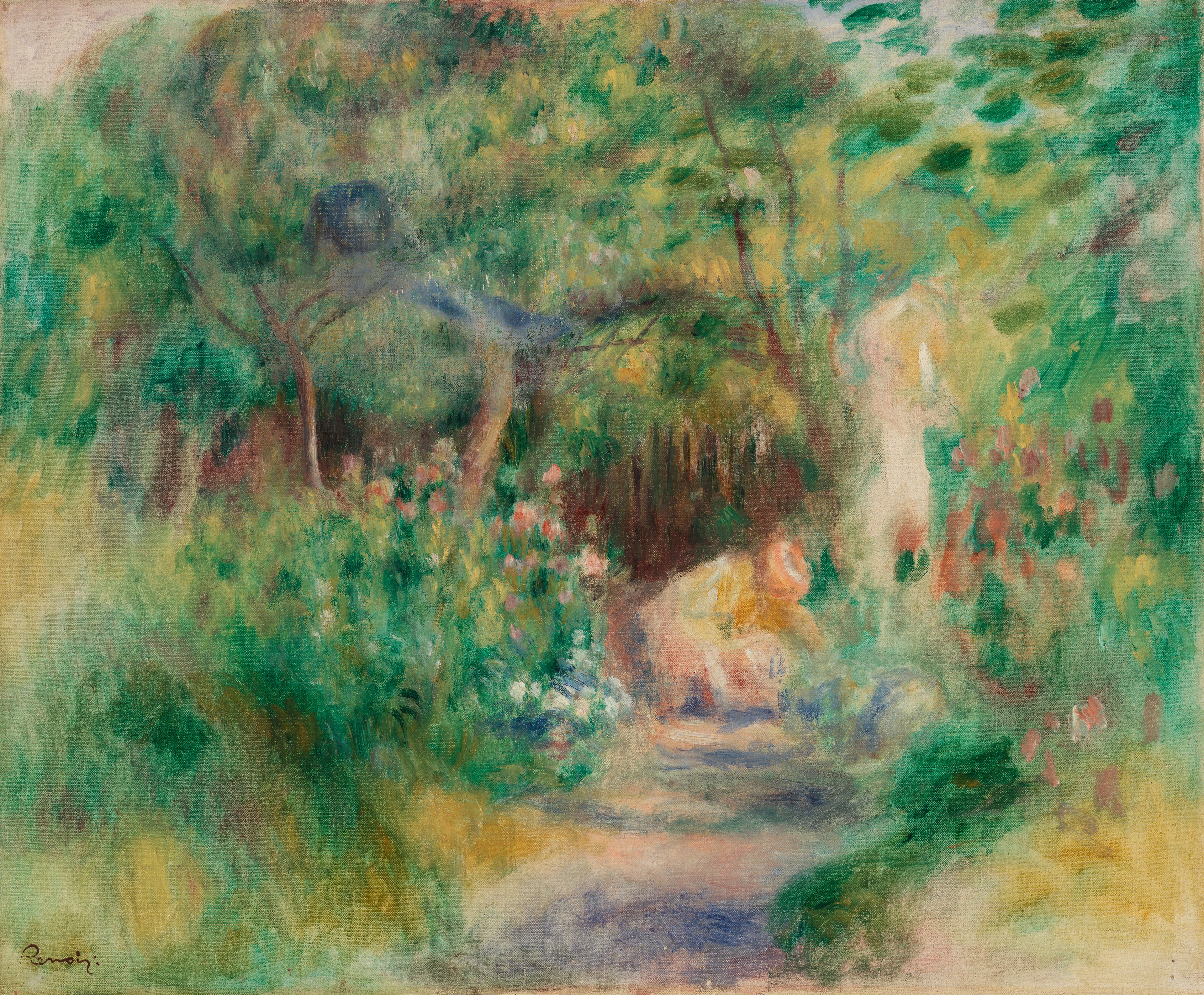 Reproduction du tableau « Paysage avec femme jardinant - Pierre-Auguste Renoir » par Alpha Reproduction en peinture à l’huile