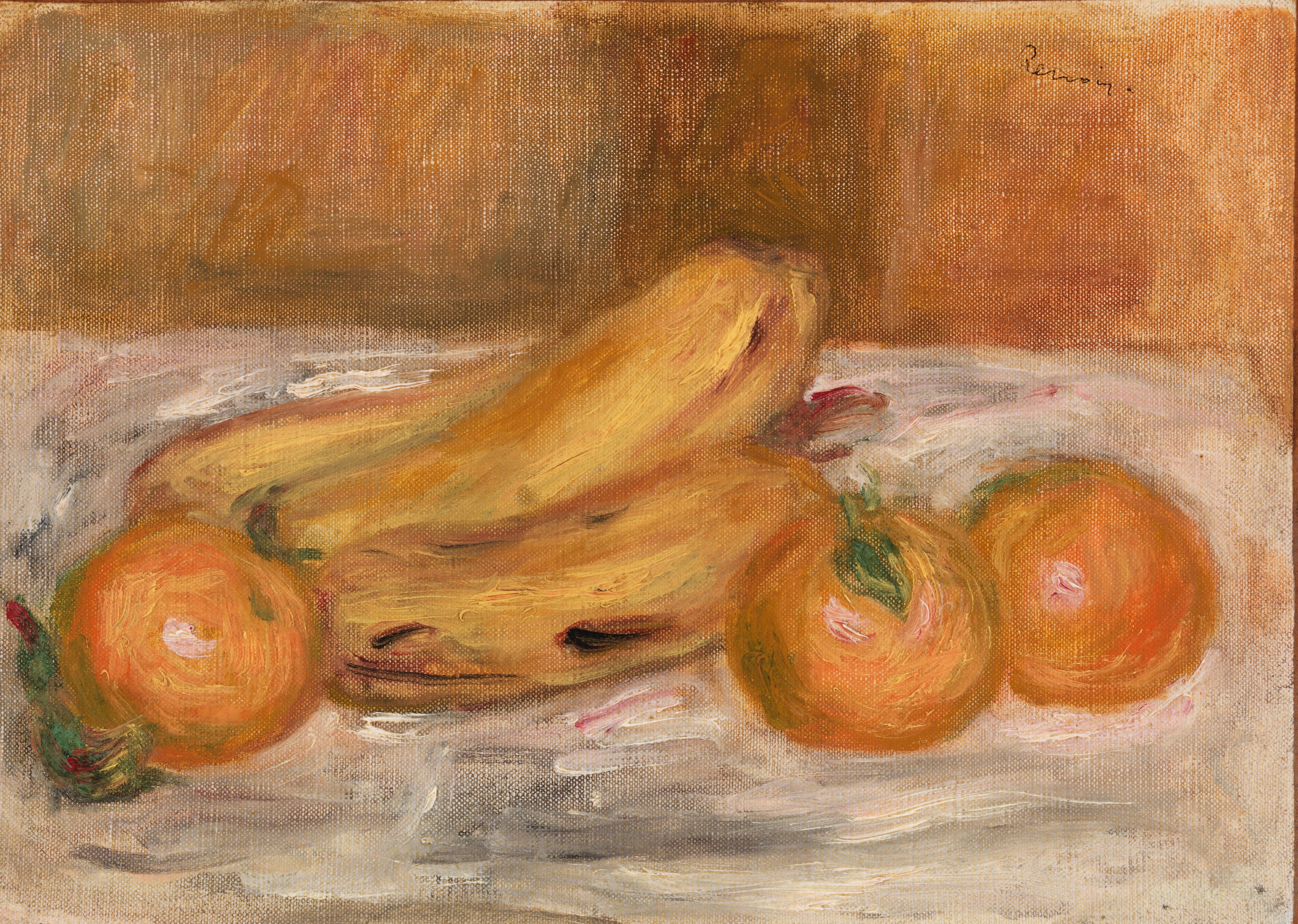 Reproduction du tableau « Oranges et bananes (Oranges et bananes) - Pierre-Auguste Renoir » par Alpha Reproduction en peinture à l’huile