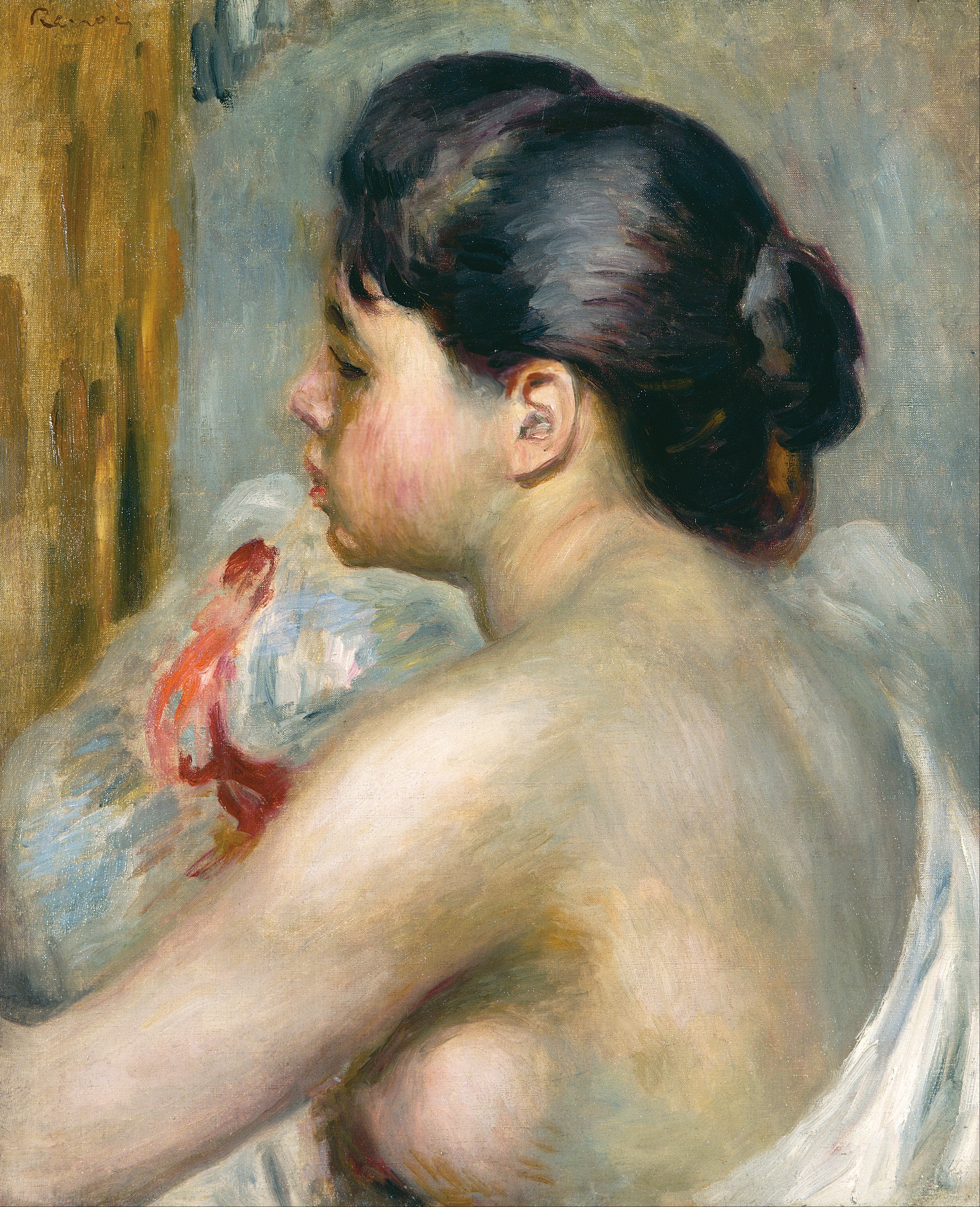 Reproduction du tableau « Femme aux cheveux noirs - Pierre-Auguste Renoir » par Alpha Reproduction en peinture à l’huile