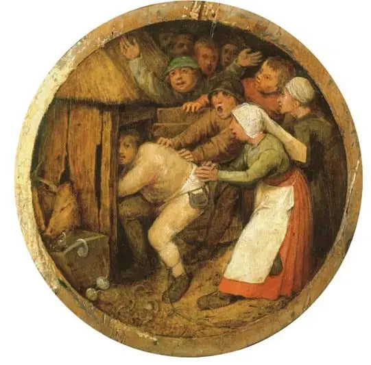 L'Ivrogne poussée dans la bauge aux pourceaux - Pieter Brueghel the Elder