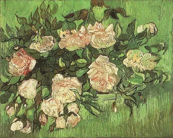 Reproduction du tableau « Les Roses roses - Vincent van Gogh » par Alpha Reproduction en peinture à l’huile