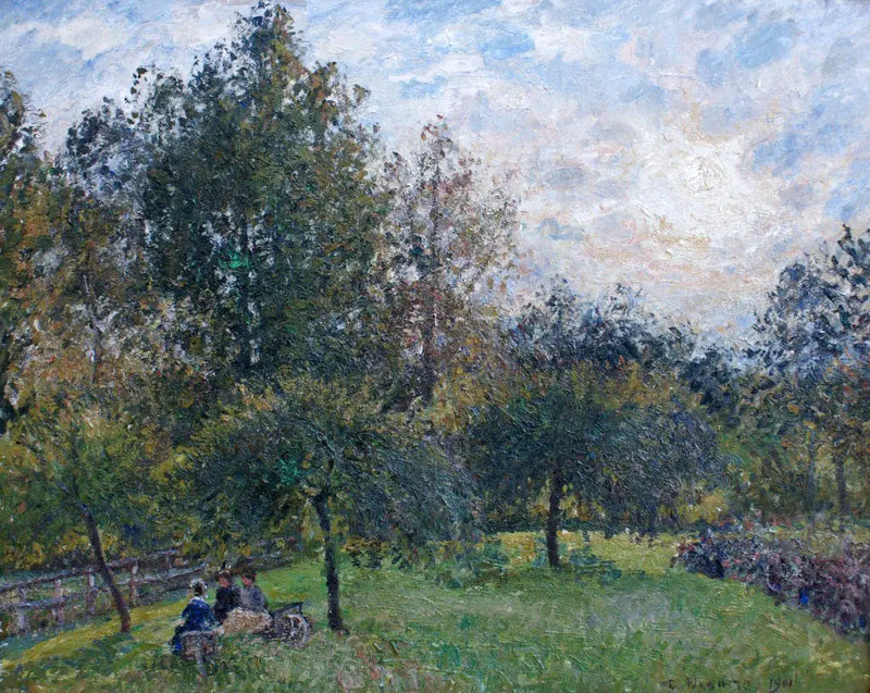 Pommiers et peupliers au soleil couchant, Eragny - Camille Pissarro