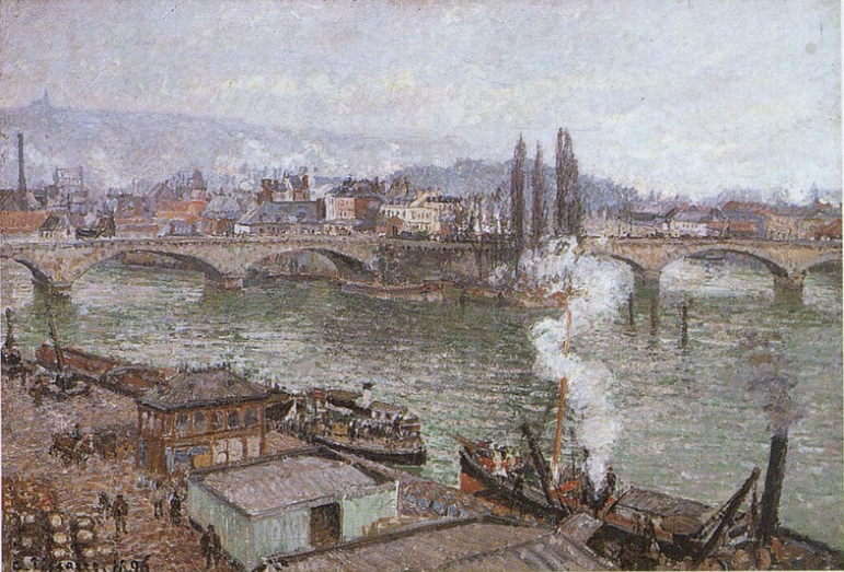 Reproduction du tableau « Le pont de pierre à Rouen, temps gris - Camille Pissarro » par Alpha Reproduction en peinture à l’huile