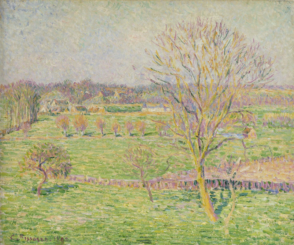 Reproduction du tableau « Le pré et le grand noyer, printemps, Eragny - Camille Pissarro » par Alpha Reproduction en peinture à l’huile