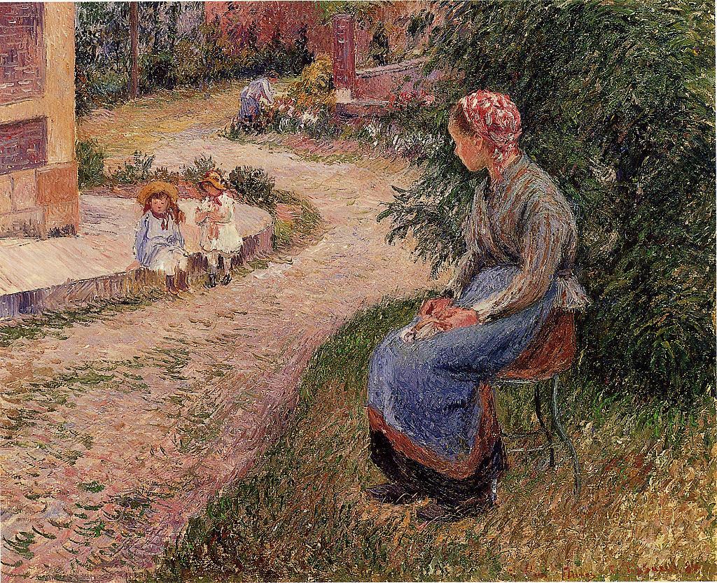 Reproduction du tableau « Un serviteur assis dans le jardin d'Eragny - Camille Pissarro » par Alpha Reproduction en peinture à l’huile