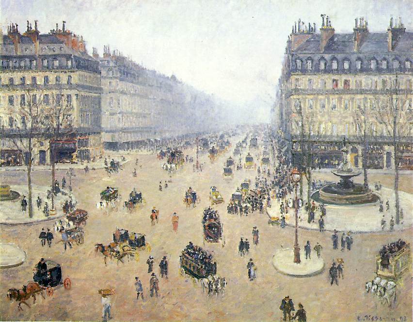 Reproduction du tableau « Place du Théâtre-Français et l'Avenue de l'Opéra, temps brumeux - Camille Pissarro » par Alpha Reproduction en peinture à l’huile