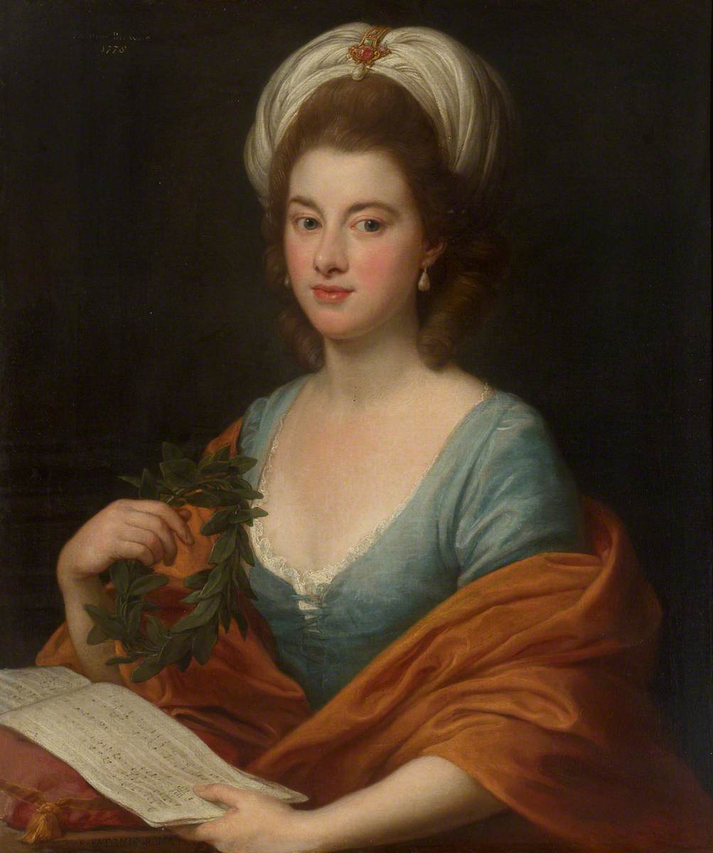 Mademoiselle Frances Lyde Browne tenant de la musique et une couronne - Pompeo Batoni