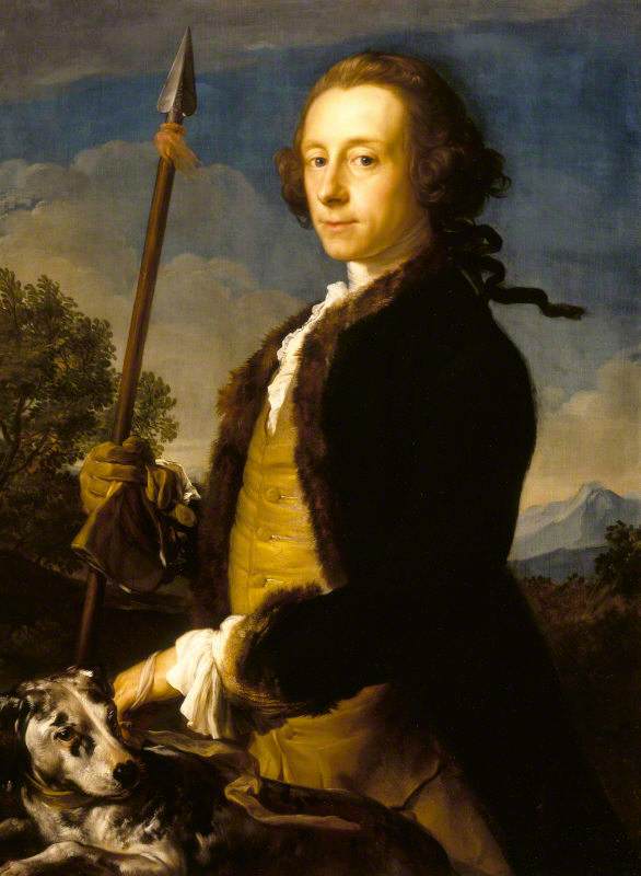 Sir Matthew Fetherstonhaugh, 1er baronnet, député (1714-1774) en tant que chasseur avec une lance à sanglier - Pompeo Batoni