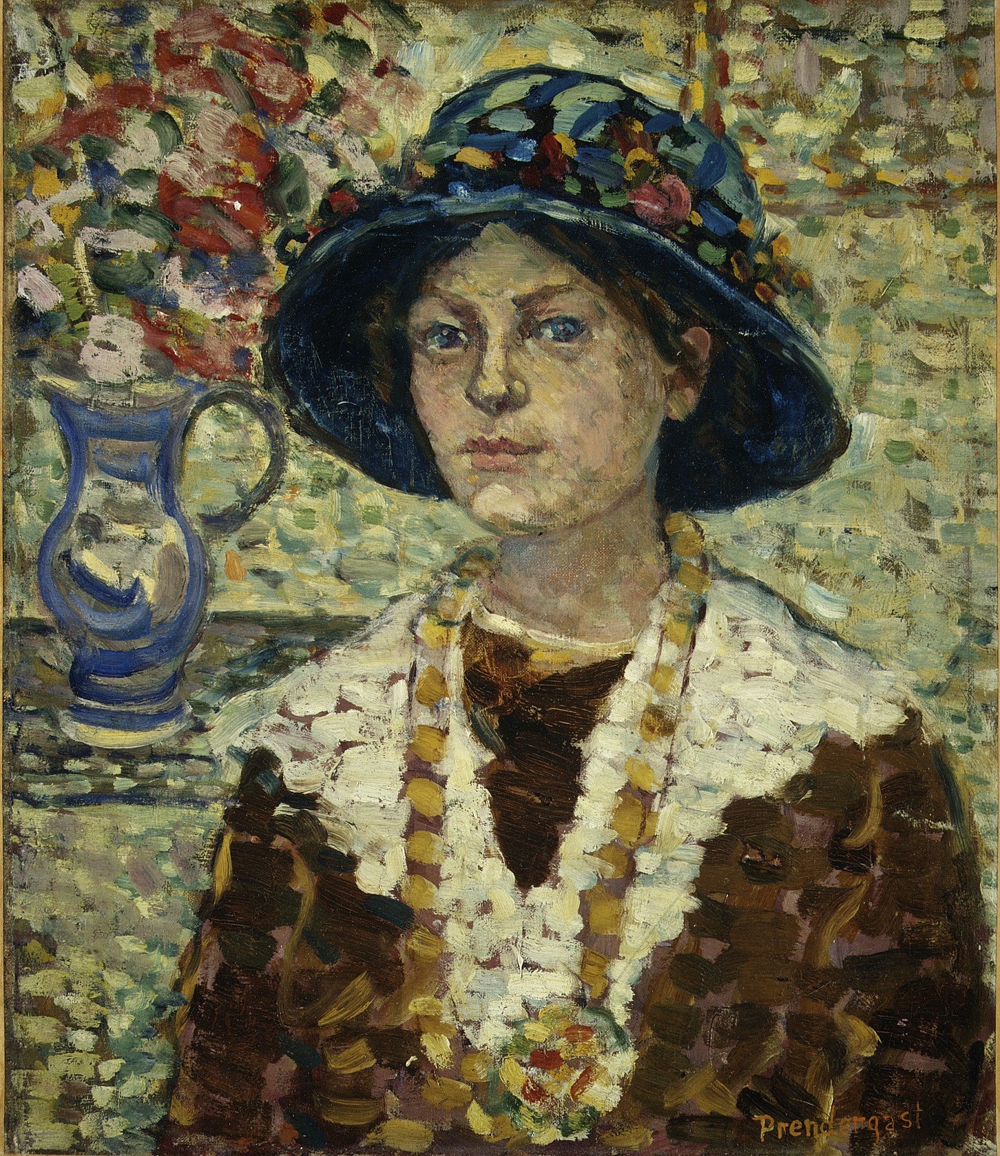 Portrait d'une fille avec des fleurs - Maurice Prendergast