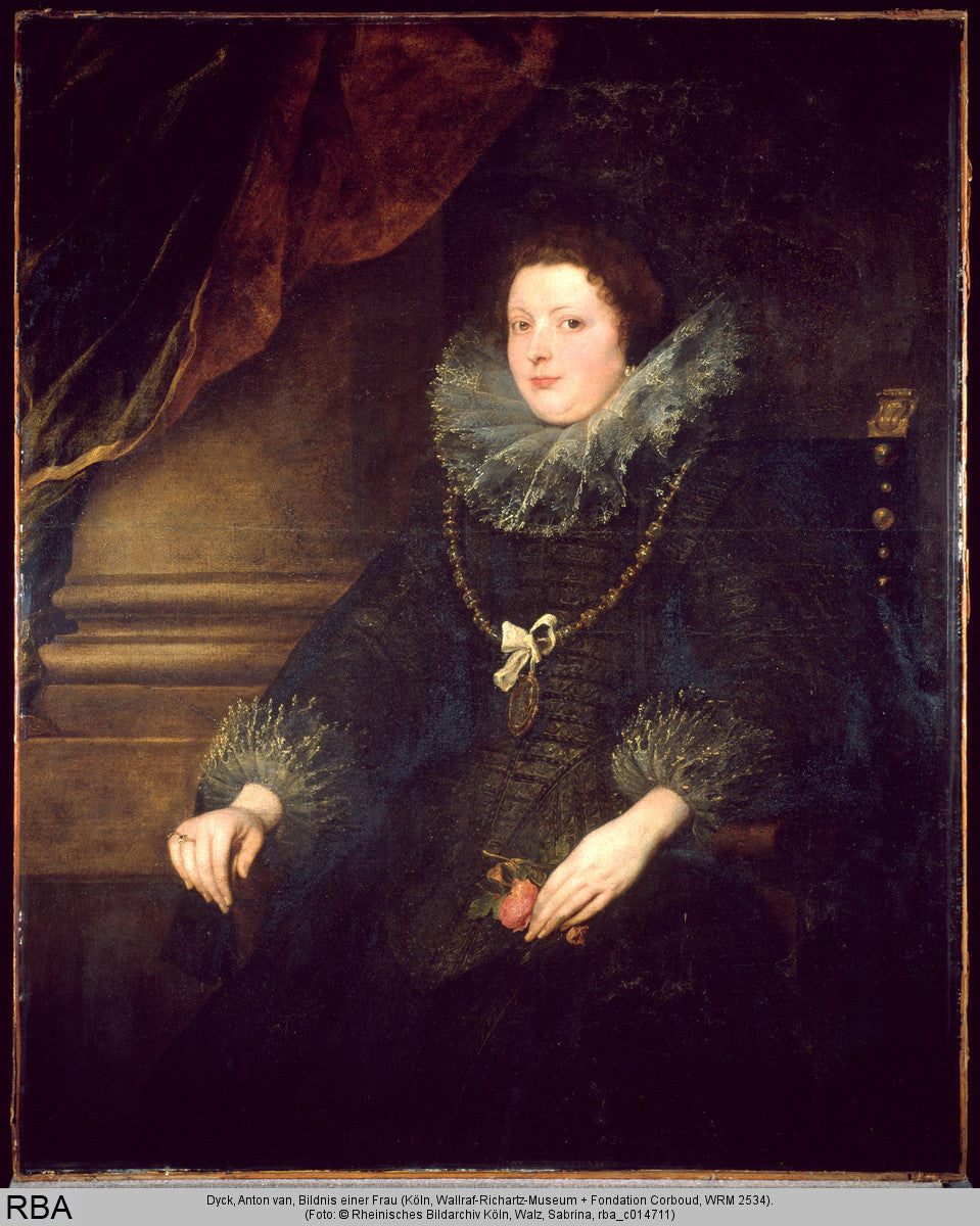 Portrait d'une dame assise avec des roses, portant une médaille - Antoine van Dyck