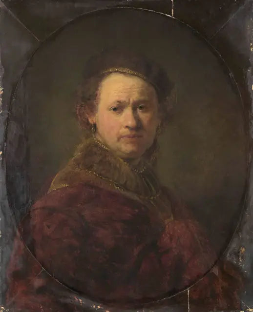 Autoportrait au béret et manteau rouge - Rembrandt