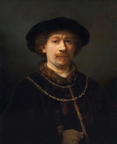 Reproduction du tableau « Autoportrait au chapeau et deux chaînes - Rembrandt » par Alpha Reproduction en peinture à l’huile
