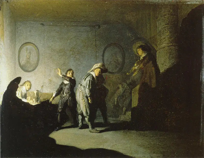Intérieur avec personnages (La main chaude) - Rembrandt