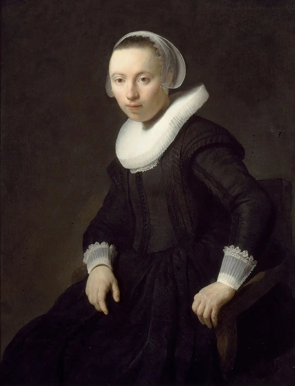 Reproduction du tableau « Portrait d'une femme assise - Rembrandt » par Alpha Reproduction en peinture à l’huile