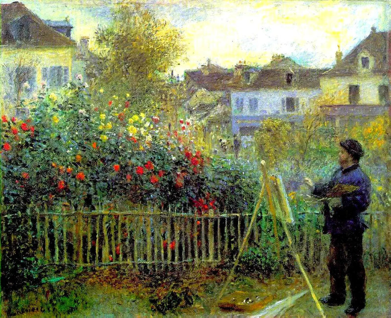 Claude Monet peignant dans son jardin à Argenteuil - Pierre-Auguste Renoir