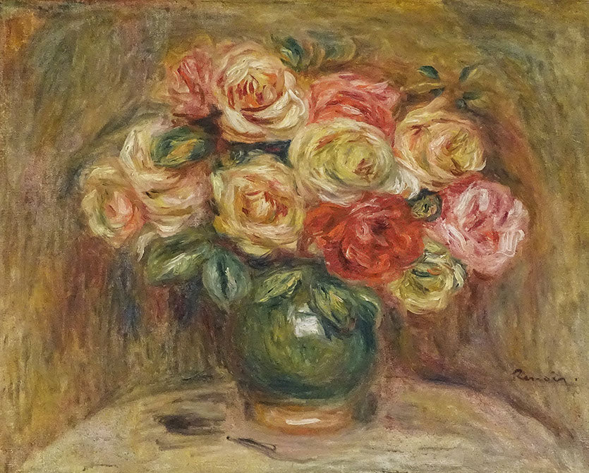 Reproduction du tableau « Roses dans un vase - Pierre-Auguste Renoir » par Alpha Reproduction en peinture à l’huile