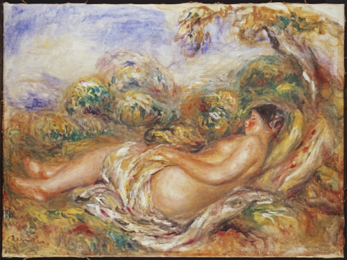 Reproduction du tableau « Femme étendue dans la campagne - Pierre-Auguste Renoir » par Alpha Reproduction en peinture à l’huile