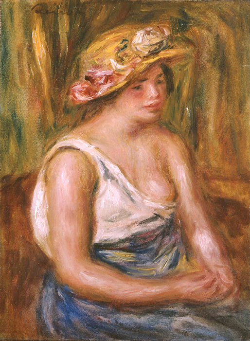 Reproduction du tableau « Femme au chapeau de paille - Pierre-Auguste Renoir » par Alpha Reproduction en peinture à l’huile