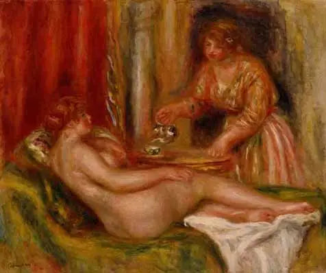 Nu allongé et serviteur servant le thé - Pierre-Auguste Renoir