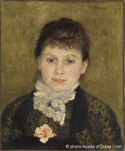 Reproduction du tableau « Femme au jabot blanc - Pierre-Auguste Renoir » par Alpha Reproduction en peinture à l’huile