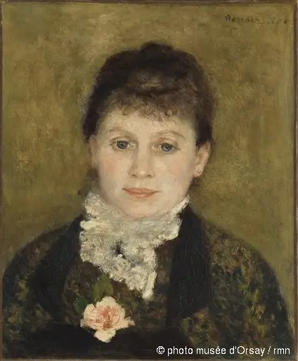 Reproduction du tableau « Femme au jabot blanc - Pierre-Auguste Renoir » par Alpha Reproduction en peinture à l’huile