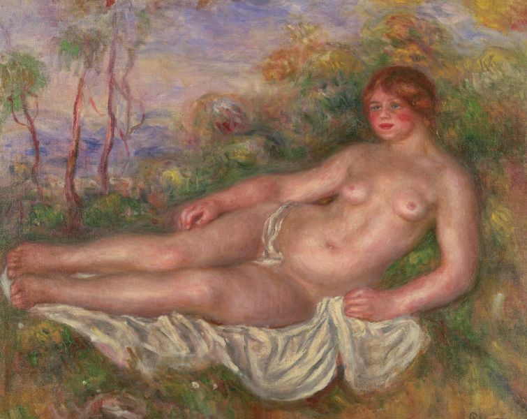 Reproduction du tableau « Baigneuse allongée - Pierre-Auguste Renoir » par Alpha Reproduction en peinture à l’huile