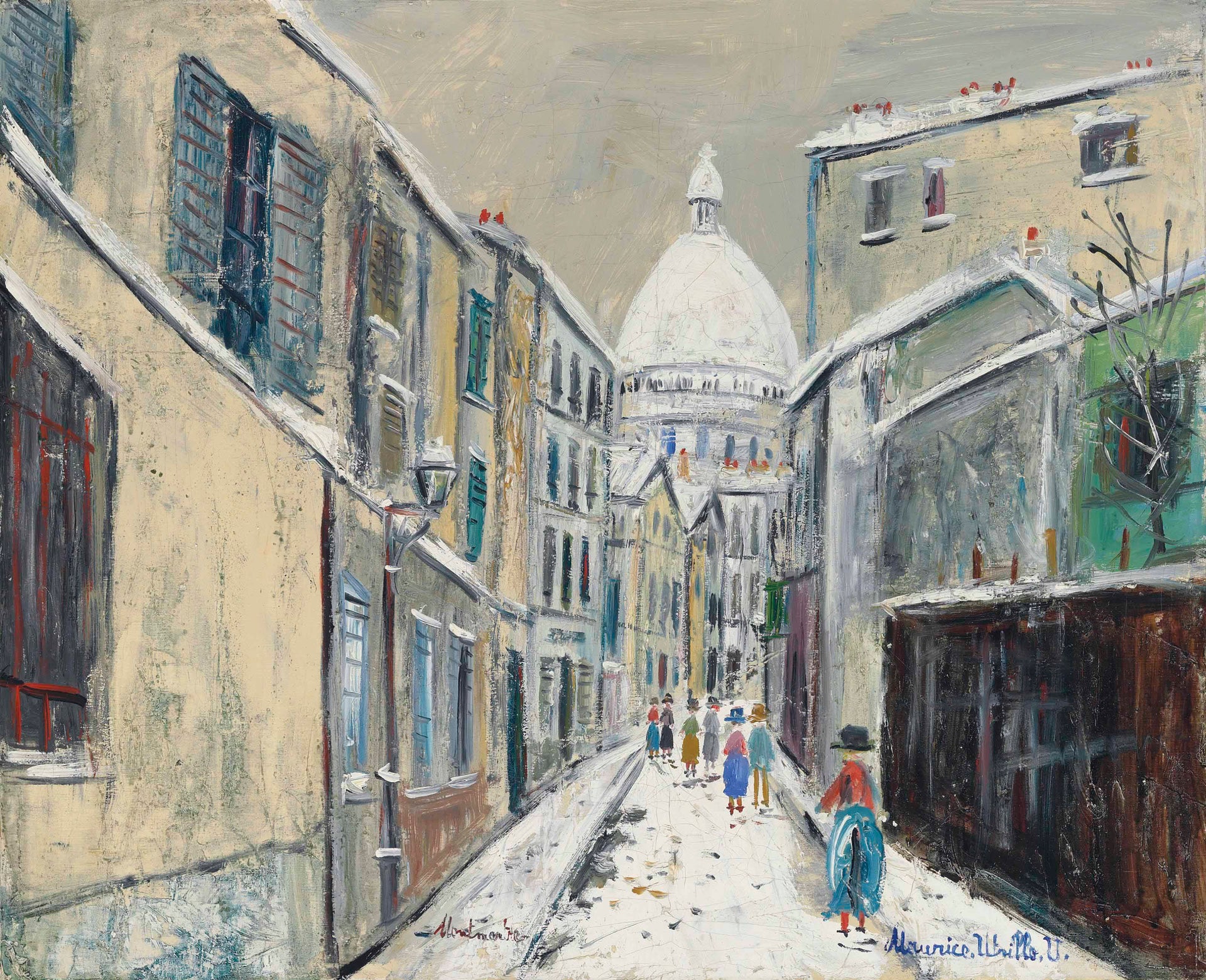 Rue Saint-Rustique à Montmartre, sous la neige - Maurice Utrillo