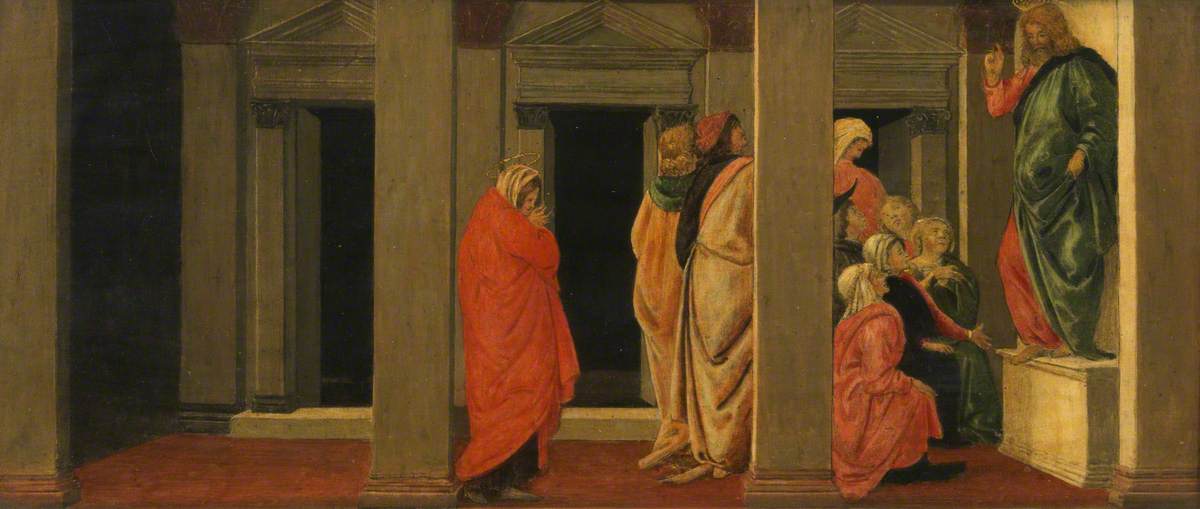 Le Christ enseignant (prédelle, panneau un) - Sandro Botticelli