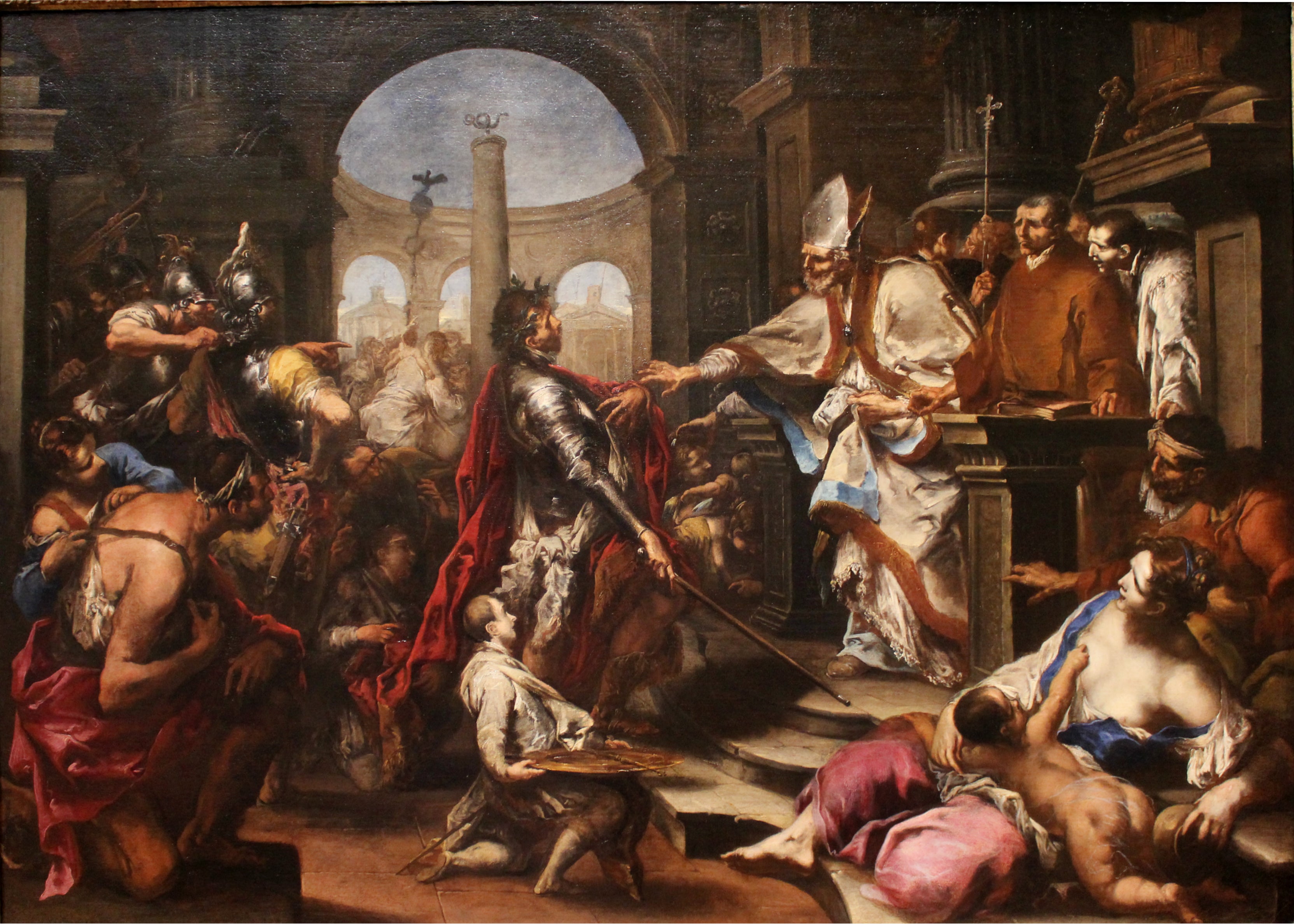 Théodose chassé de l'Église par saint Ambroise - Alessandro Magnasco