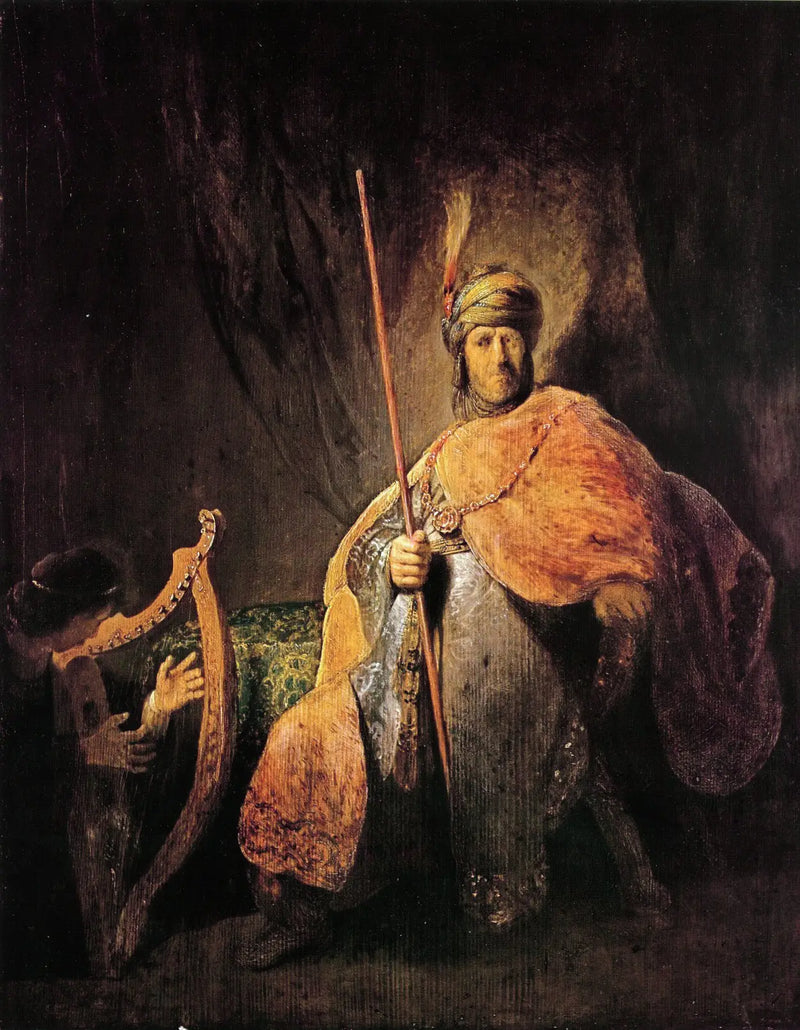 David jouant de la harpe devant Saül - Rembrandt