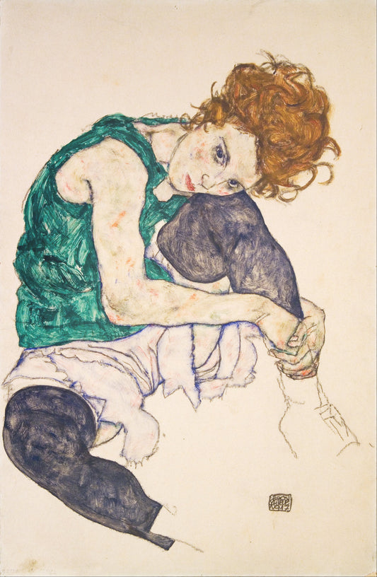✨ Seated Woman with Legs Drawn Up (Adele Herms) - Egon Schiele