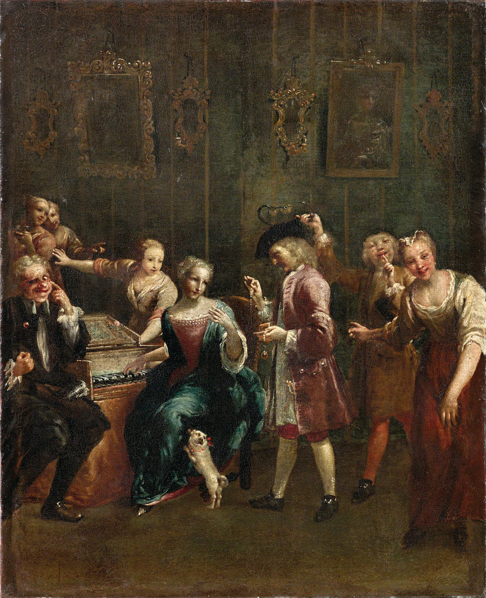 Chanteuse à l'Épine avec des admirateurs - Giuseppe Maria Crespi image 1 copie peinte à la main à l’huile
