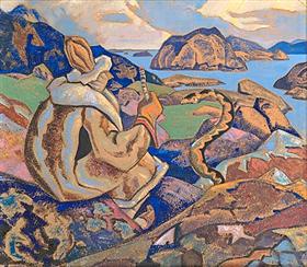 Serpents face à un chuchoteur un serpent - Nicolas Roerich