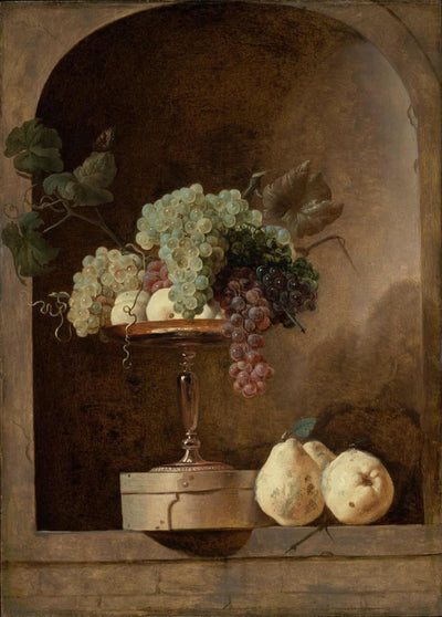 Raisins, pêches et coings dans une alcôve - Frans Snyders