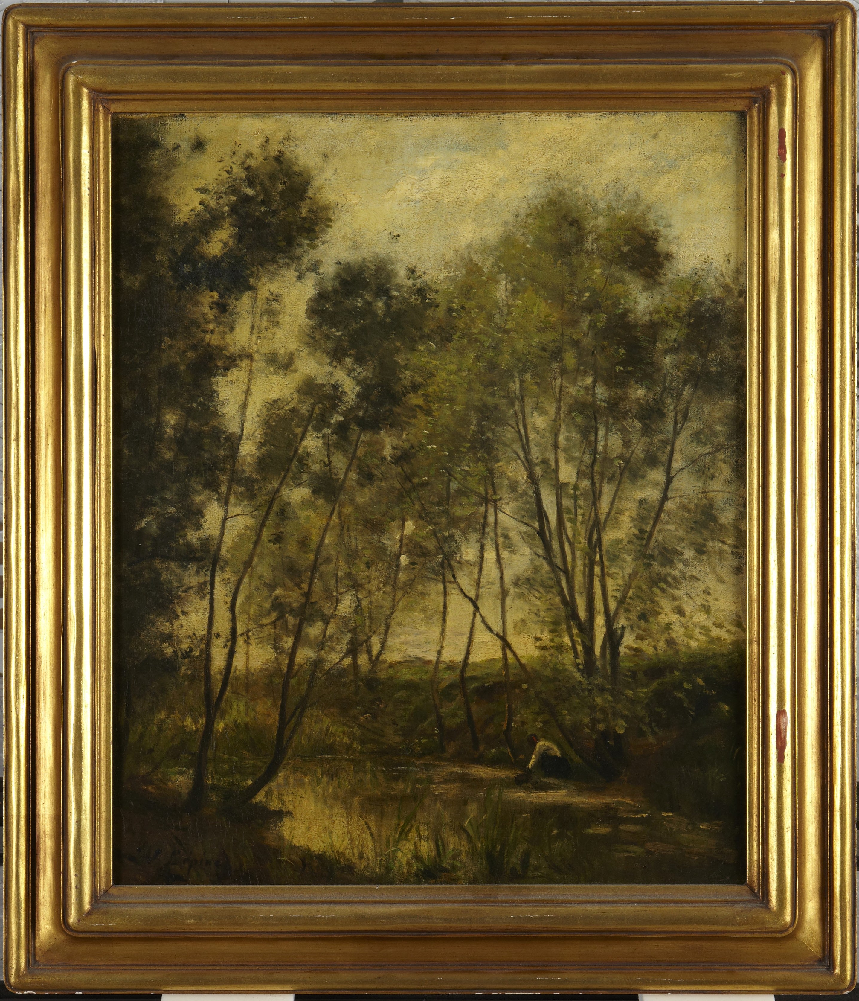 Femme au bord d'un ruisseau - Stanislas Lépine