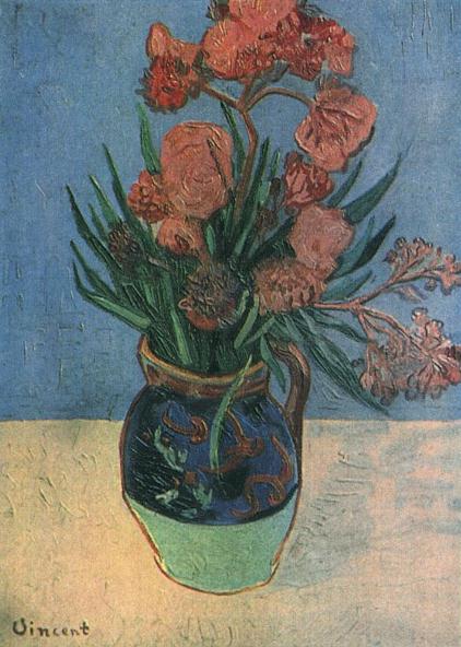 Reproduction du tableau « Vase aux lauriers roses - Vincent van Gogh » par Alpha Reproduction en peinture à l’huile