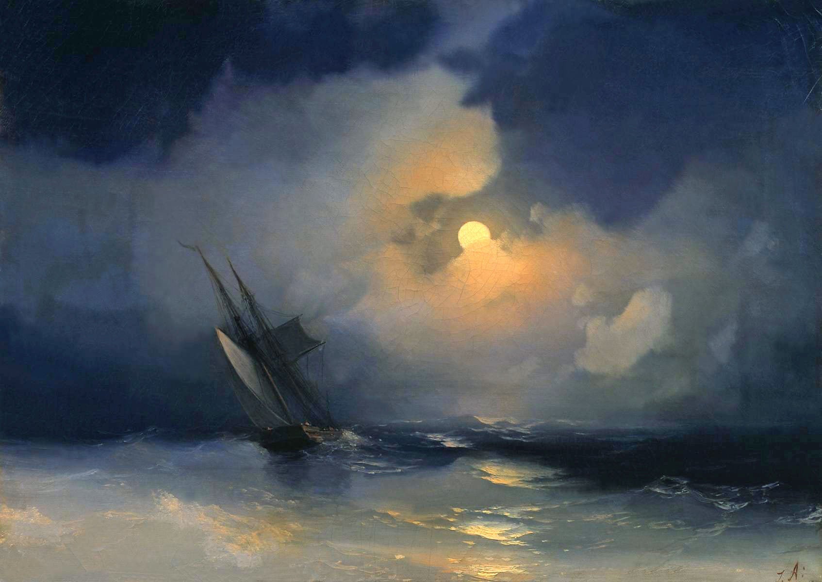 Tempête en mer par une nuit de pleine lune - Ivan Aïvazovski