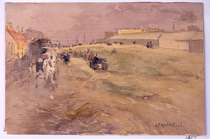 Paysage de banlieue (scène avec cheval et calèche) - Jean-François Raffaëlli