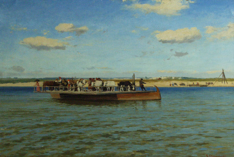 Le Bac sur le Dniepr, Serhiy Svitoslavsky, vers 1900