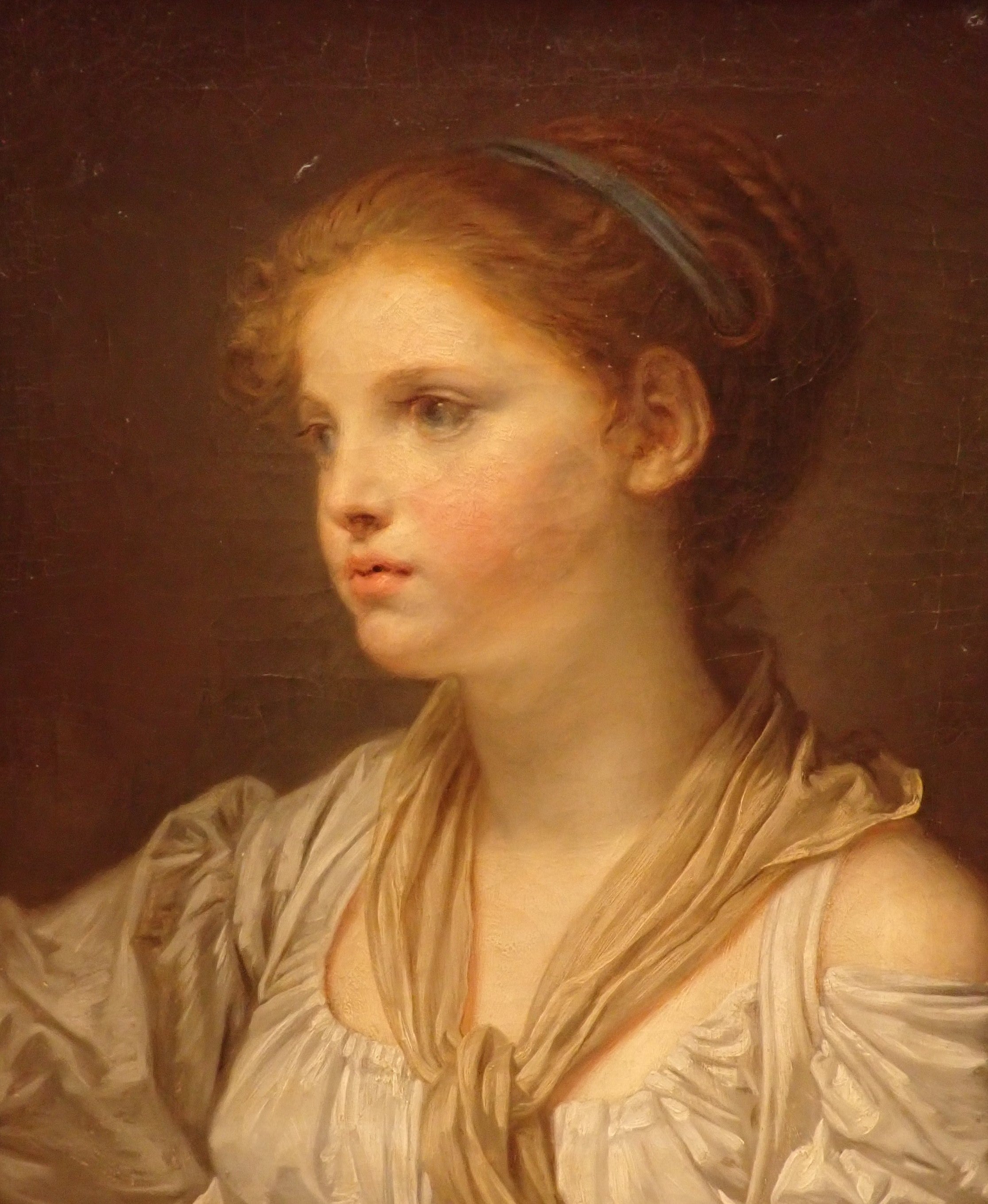 Jeune fille au ruban bleu - Jean-Baptiste Greuze