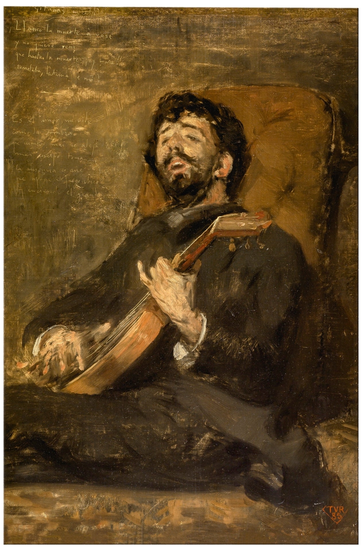 Darío de Regoyos jouant de la guitare - Théo van Rysselberghe