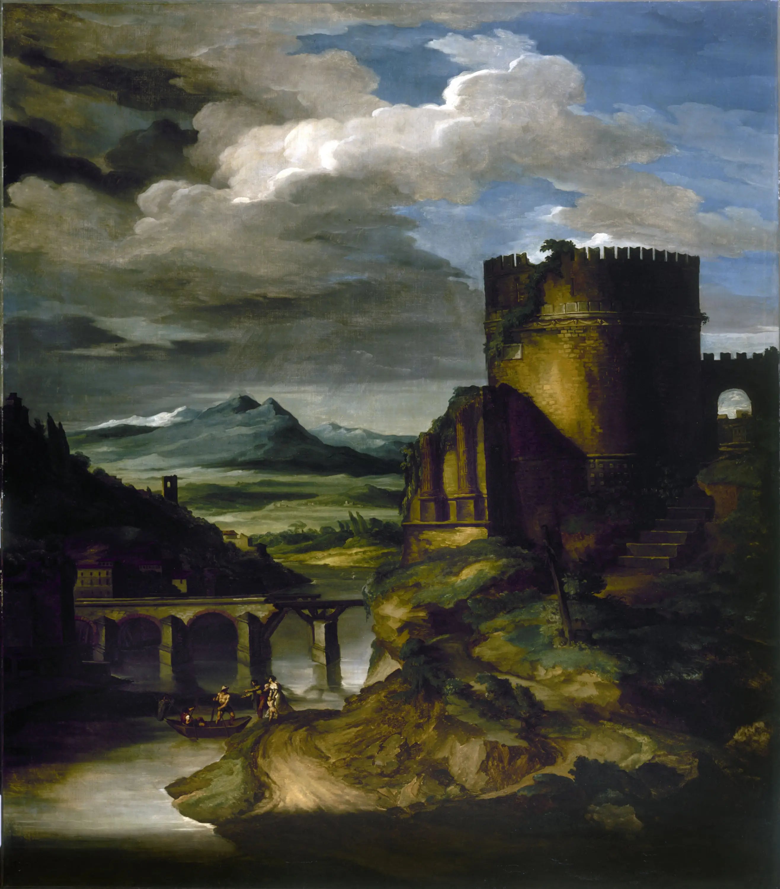 Reproduction du tableau « Paysage italien au tombeau - Théodore Géricault » par Alpha Reproduction en peinture à l’huile