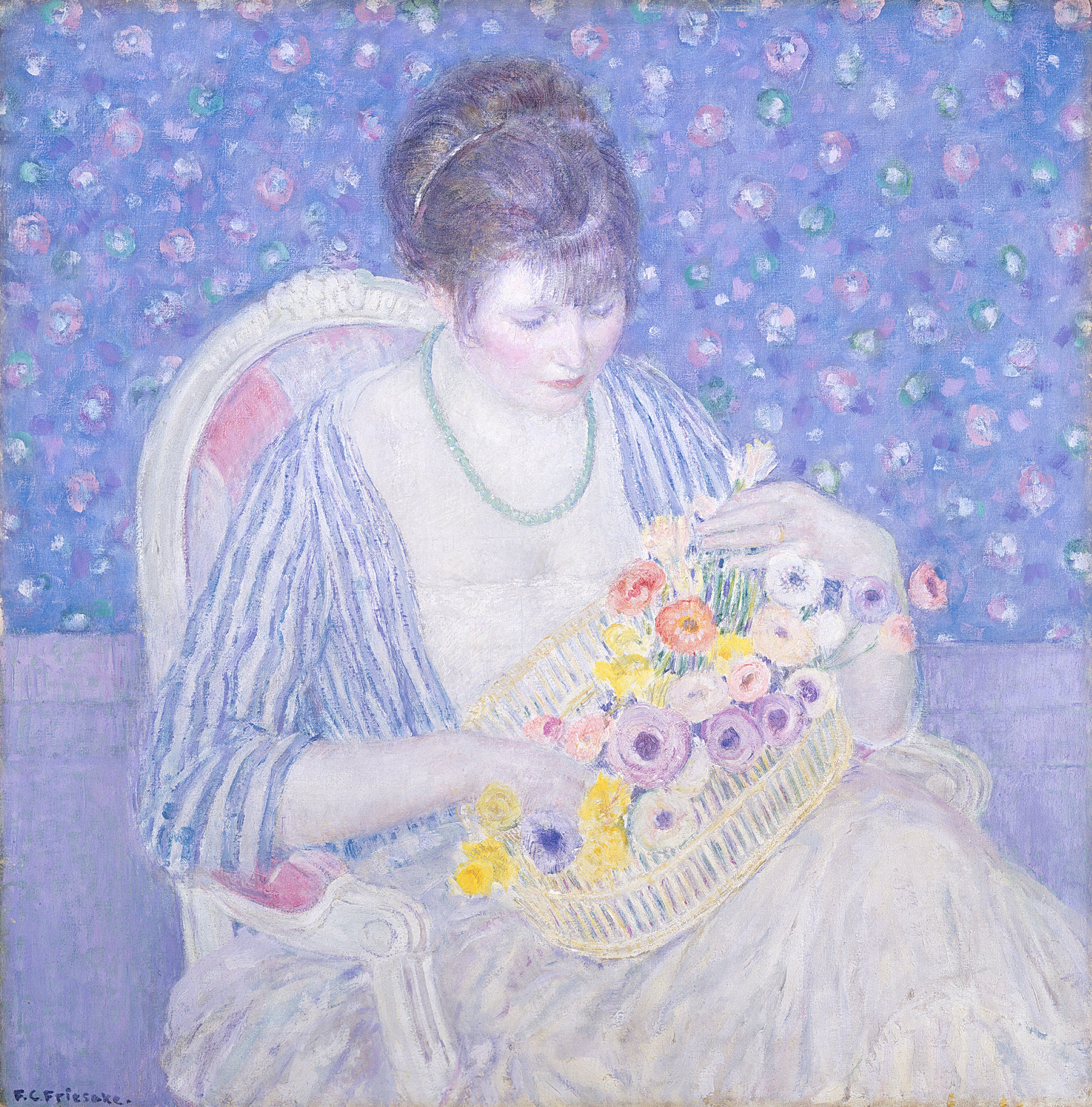 Le panier de fleurs - Frederick Carl Frieseke