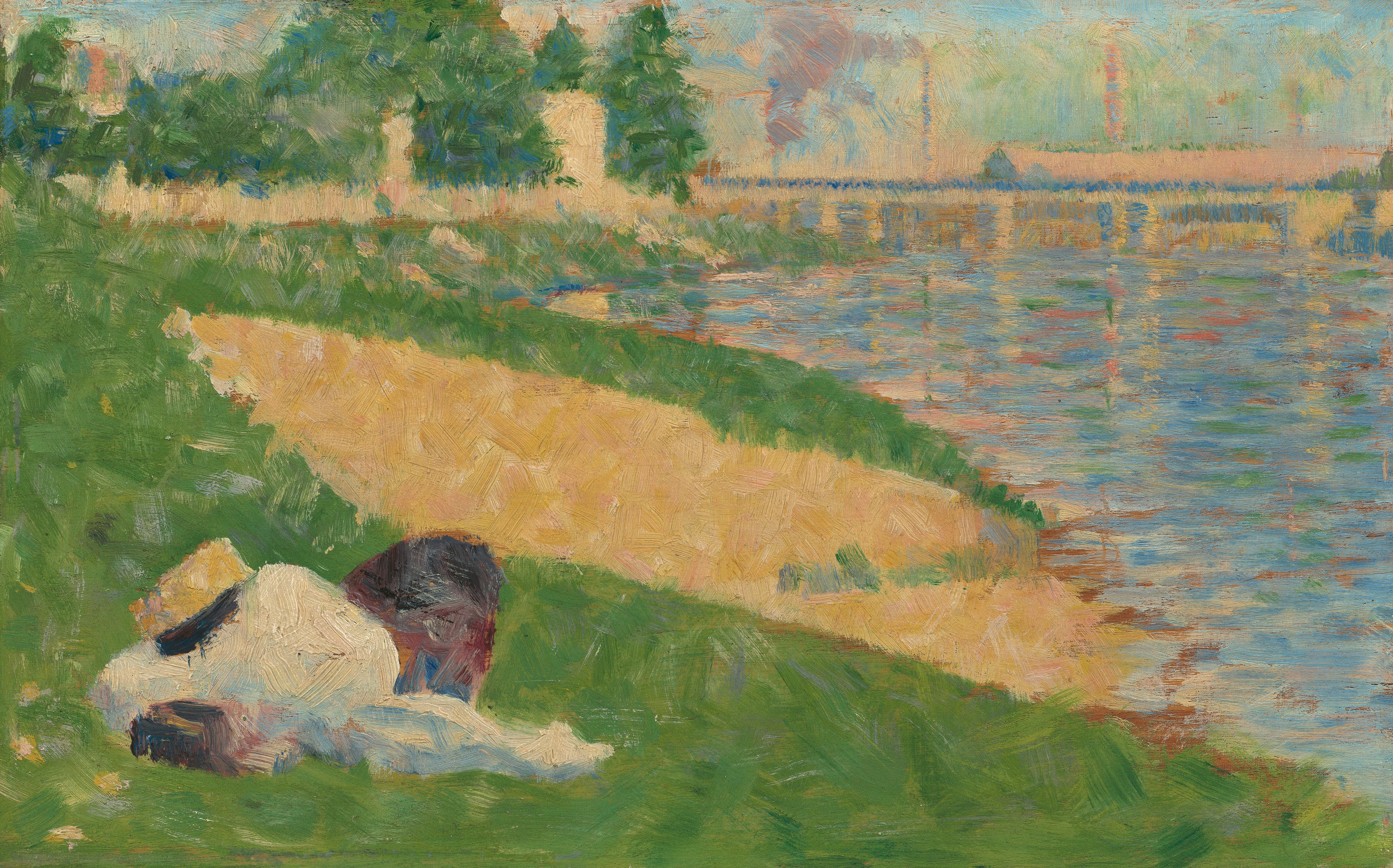 Reproduction du tableau « La Seine avec des vêtements sur la rive - Georges Seurat » par Alpha Reproduction en peinture à l’huile