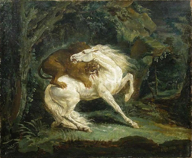 Cheval attaqué par un lion - Théodore Géricault