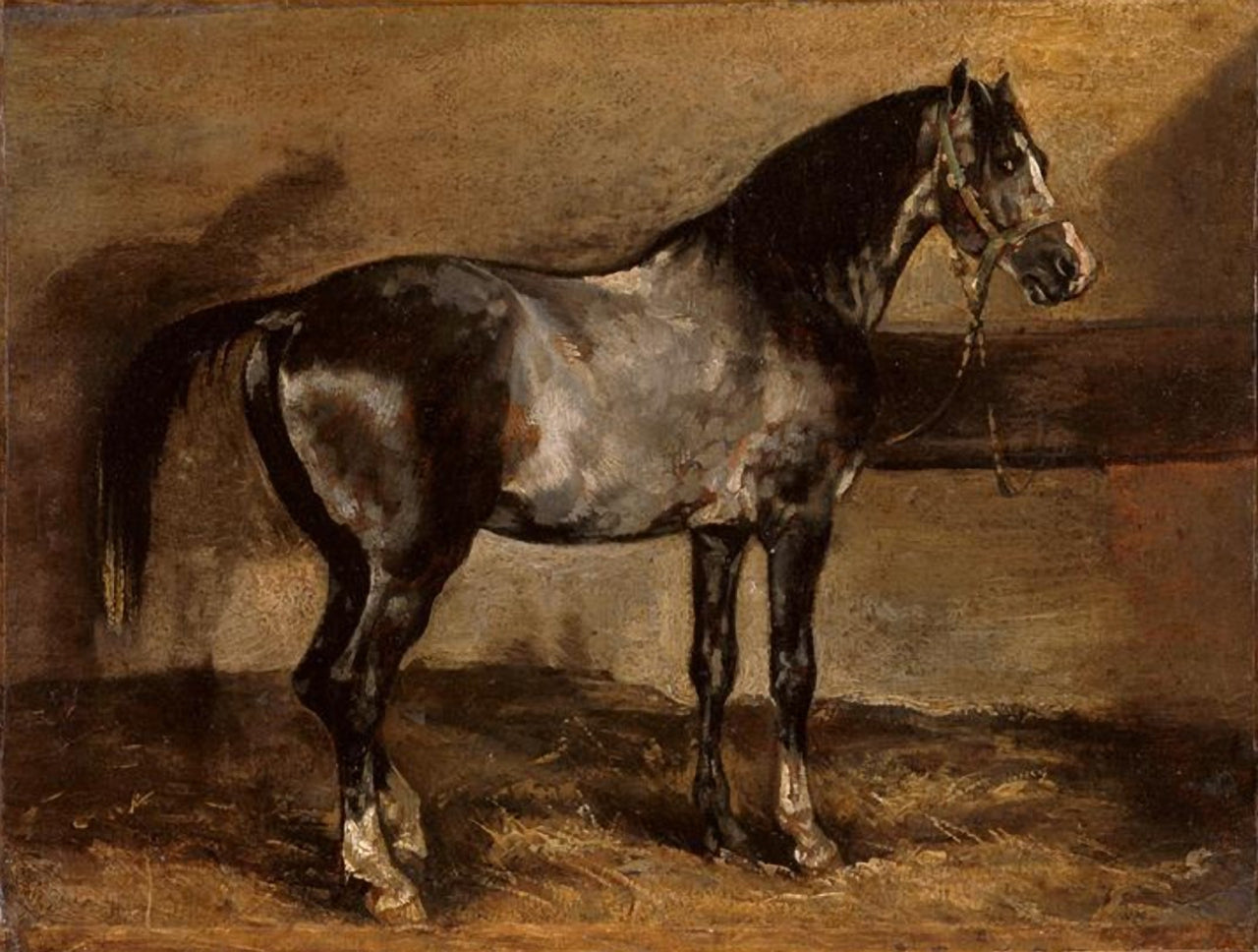 Reproduction du tableau « Cheval gris au ratelier - Théodore Géricault » par Alpha Reproduction en peinture à l’huile