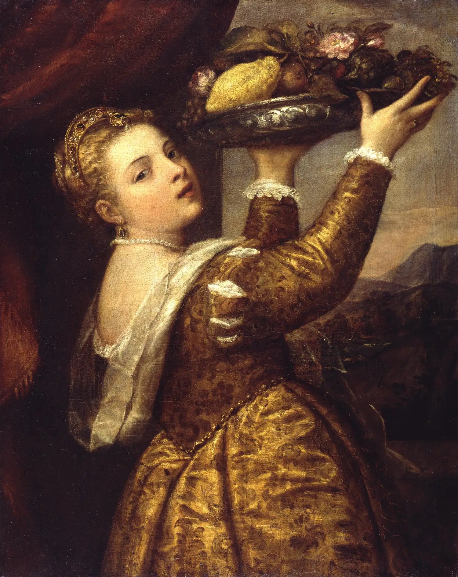 Jeune Femme avec un plateau de fruits - Titian - Alpha Reproduction