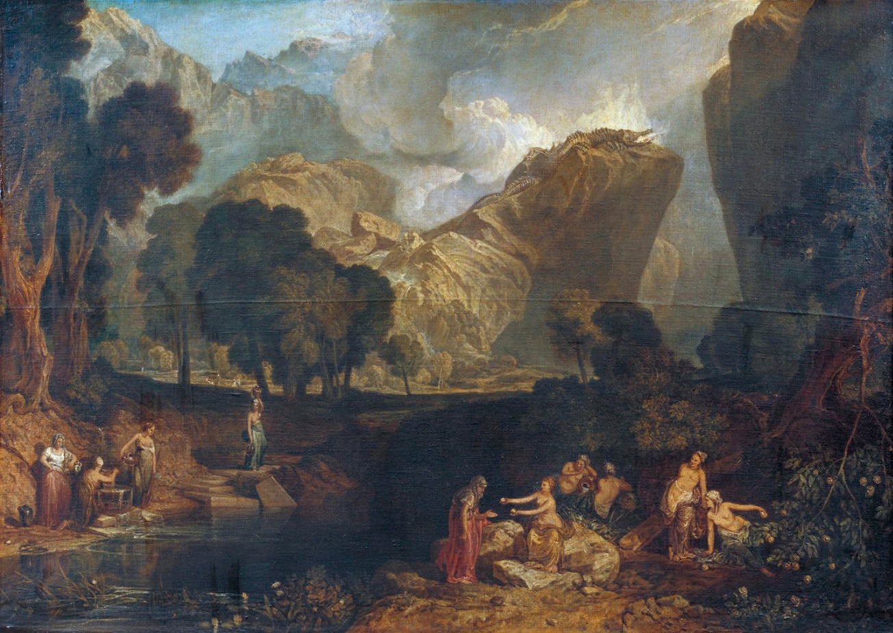 Reproduction du tableau « The Goddess of Discord Choosing the Apple of Contention in the Garden of the Hesperides - J. M. W. Turner » par Alpha Reproduction en peinture à l’huile